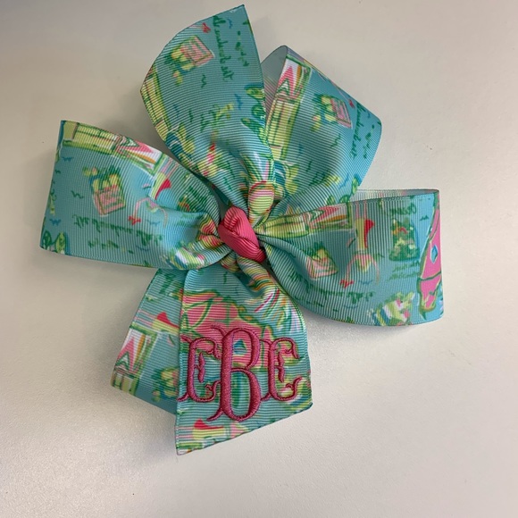 Florida Hair Bow, Any 3 initials monogram - Picture 5 of 8
